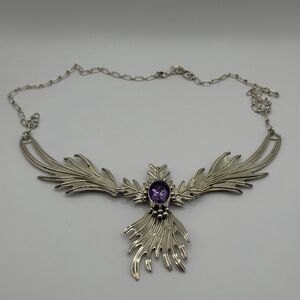 Carol Felley Sterling Silver Amethyst Necklace Large Pendant 925 Signed